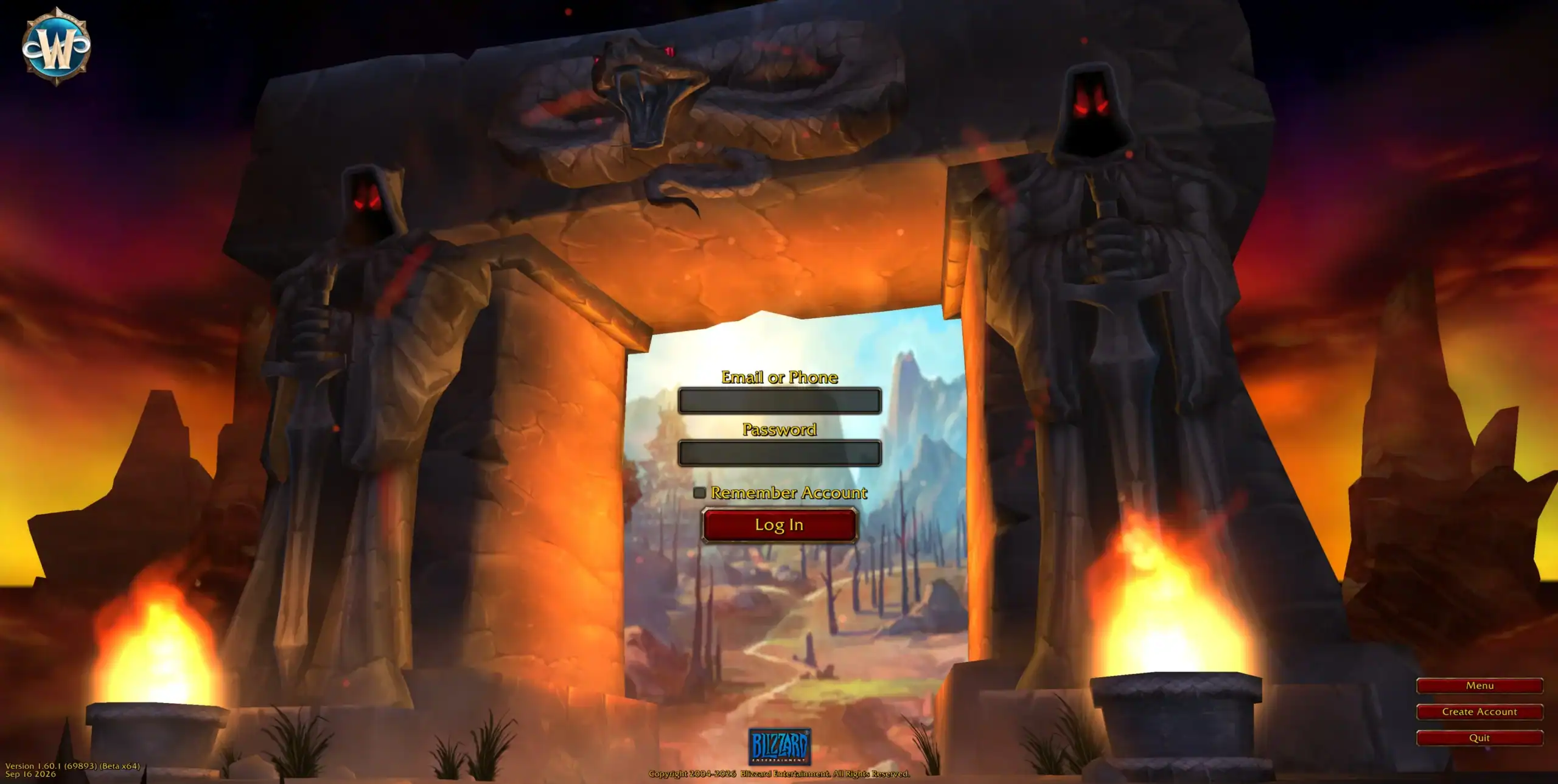 WoW Forever új bejelentkező képernyő